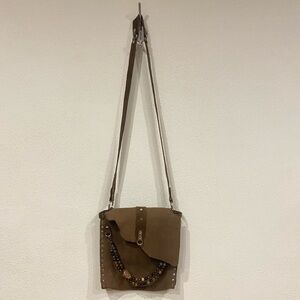 Vintage Western Leather Beaded Satchel VGUC